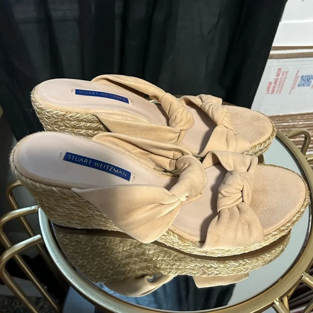 Stuart Weitzman Sarina Suede Espadrille Wedge Sandals